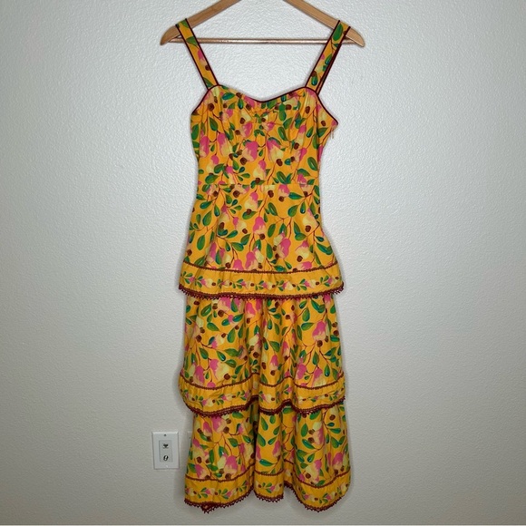 Farm Rio Mini Cashew Midi Dress yellow extra small - Picture 2 of 15
